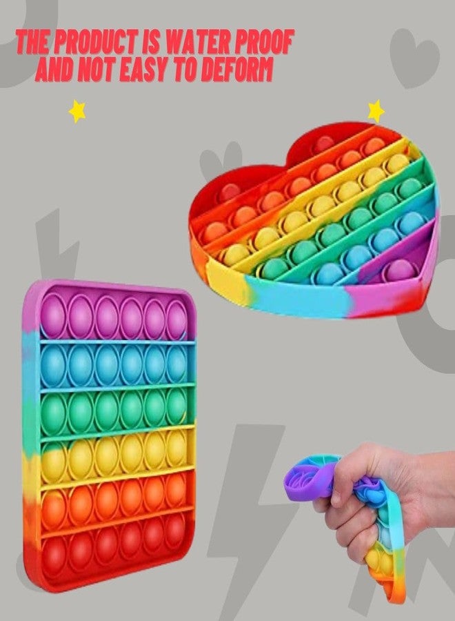 Sage Square Pop It Fidget Toys, Pop Its Fidgets Stocking Stuffers for Kids, Fidget Toy Pack Figit Sensory Toys Popit Popits Christmas Kids Ideas Teens Adults Gifts Girls Boys Toddler (Heart & Square) - Image 5